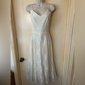 Cachet by Bari Protas Ivory Floral Lace Tea Length Dress size 3/4